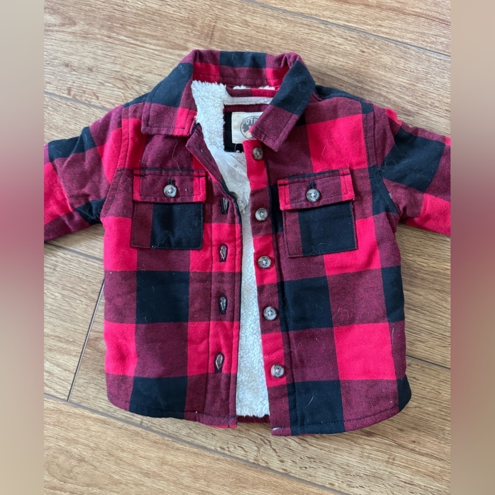 Outdoor Kids Bass Pro Shops, Boys Sherpa-Lined Plaid Jacket Size 6-9months